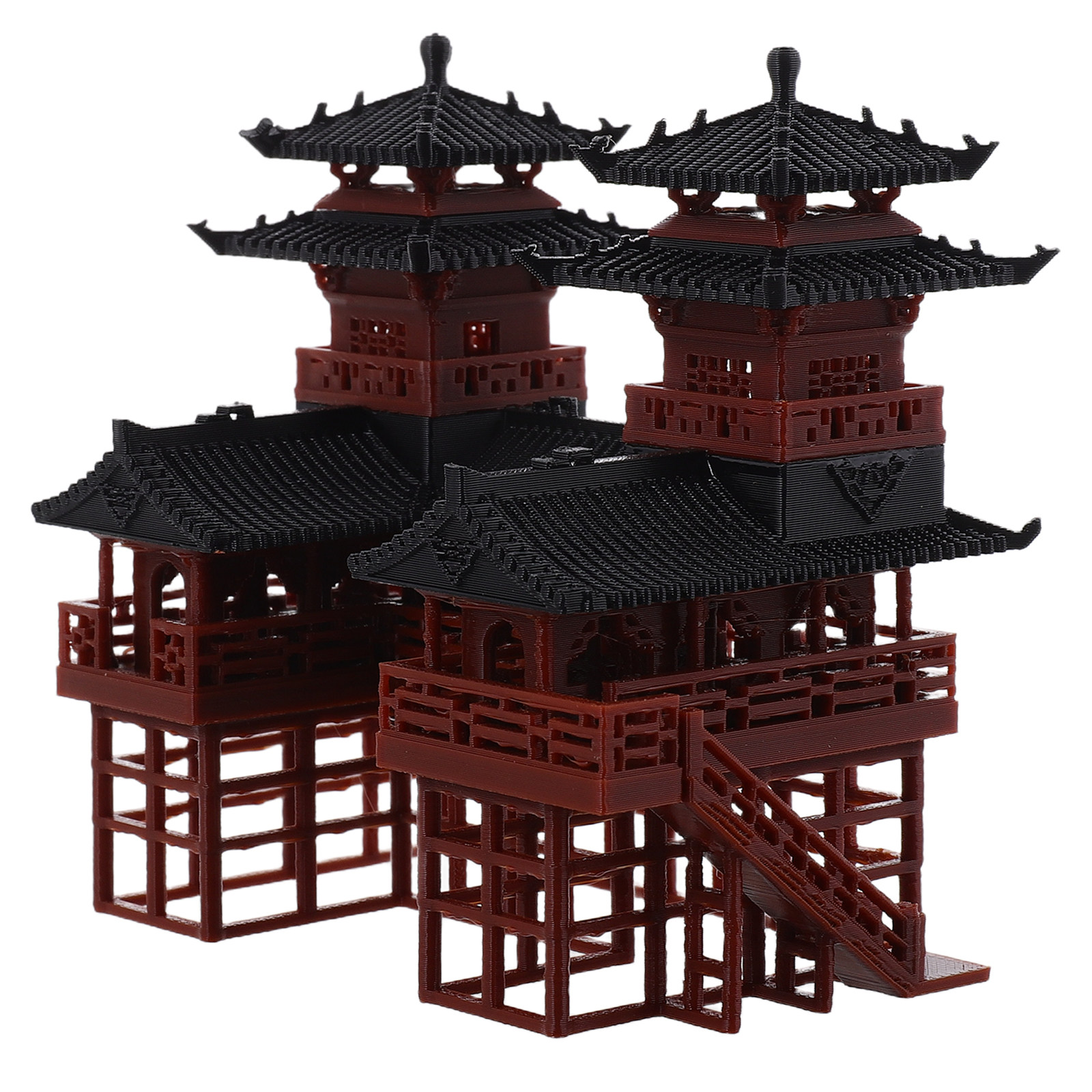 Bonsai Garden Landscape Design - Miniature Twin Pagoda Statue Design Pavilion