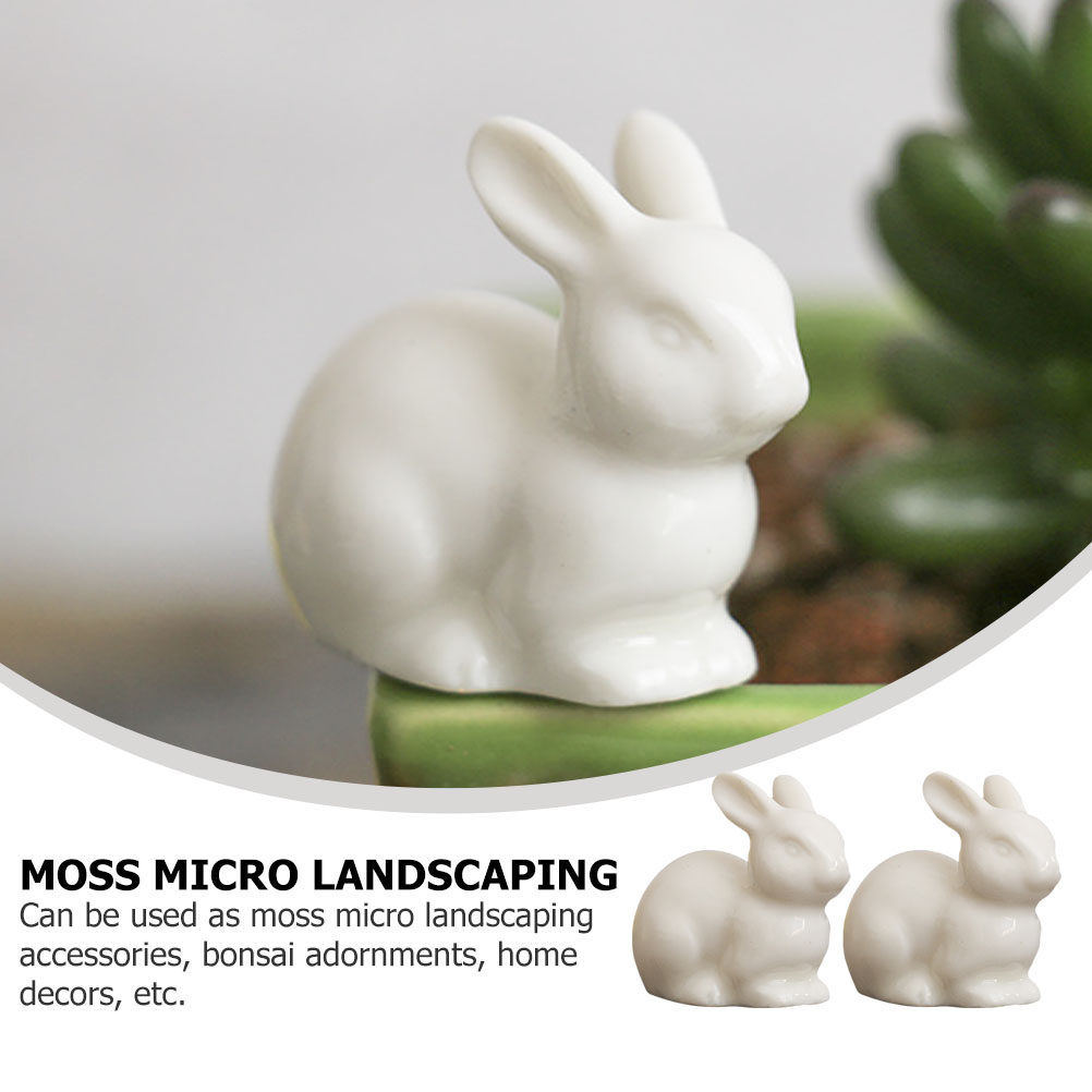 5Pcs Small Ceramic Rabbit Deco - Bonsai Garden Landscape Design ulasan dan harga